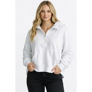 Offline by Aerie Womens White Quarter Zip Hoodie Fleece Pullover Sweatshirt M